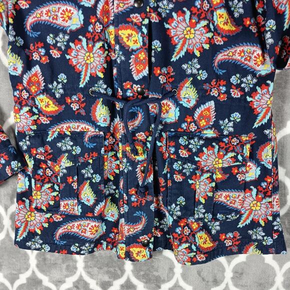 Levis Jacket Womens Medium Floral Paisley Hooded Utility Pockets - Picture 9 of 11